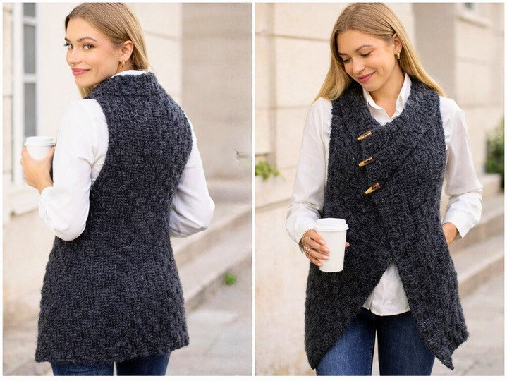 Textured Rib  Vest Crochet  Pattern