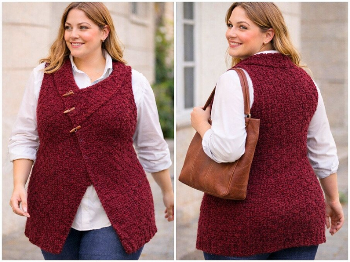 Textured Rib  Vest Crochet  Pattern