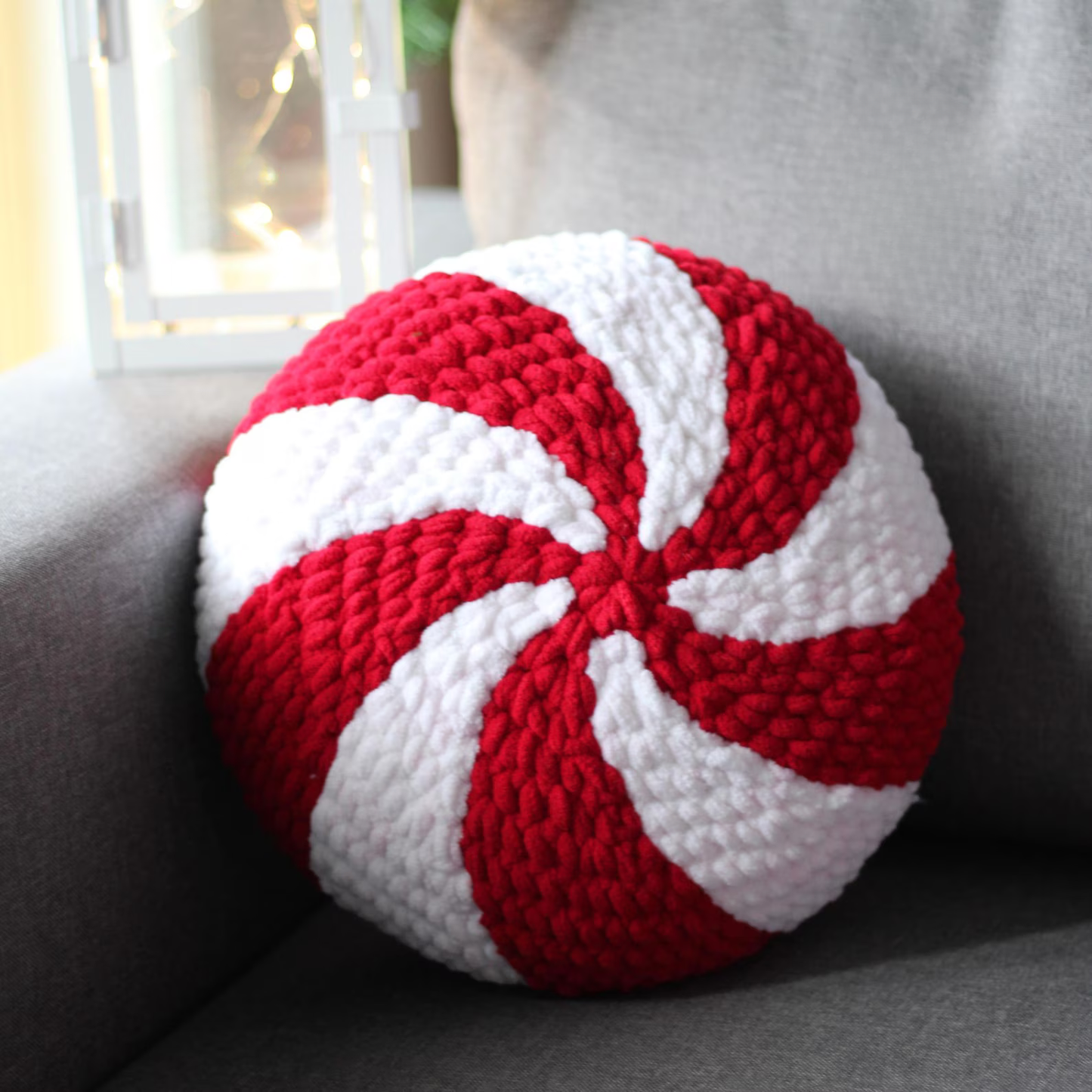 Christmas Peppermint Pillow Crochet Pattern