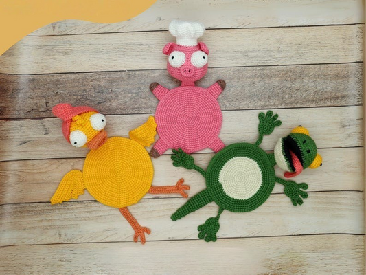 Funny Animal Crochet Coaster Pattern Set