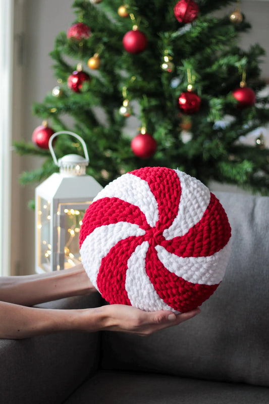 Christmas Peppermint Pillow Crochet Pattern