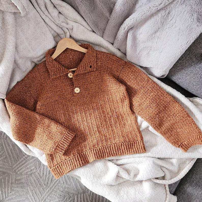 Button Henley Sweater Crochet Pattern