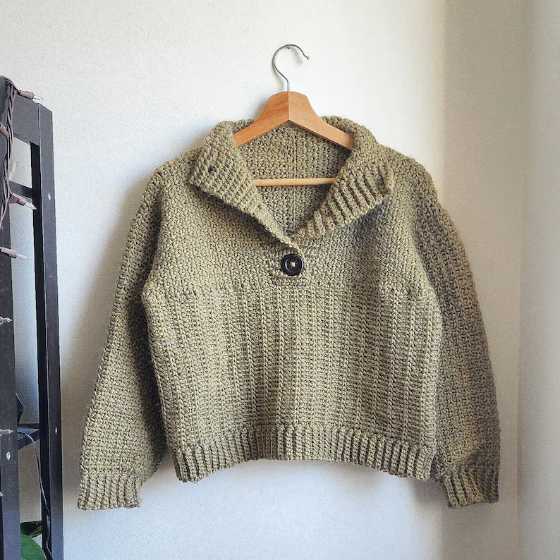 Button Henley Sweater Crochet Pattern