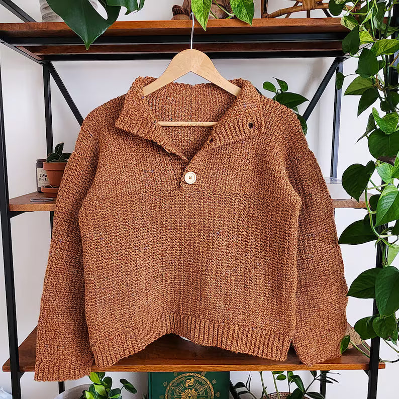 Button Henley Sweater Crochet Pattern