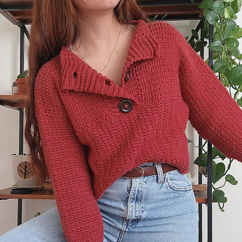 Button Henley Sweater Crochet Pattern