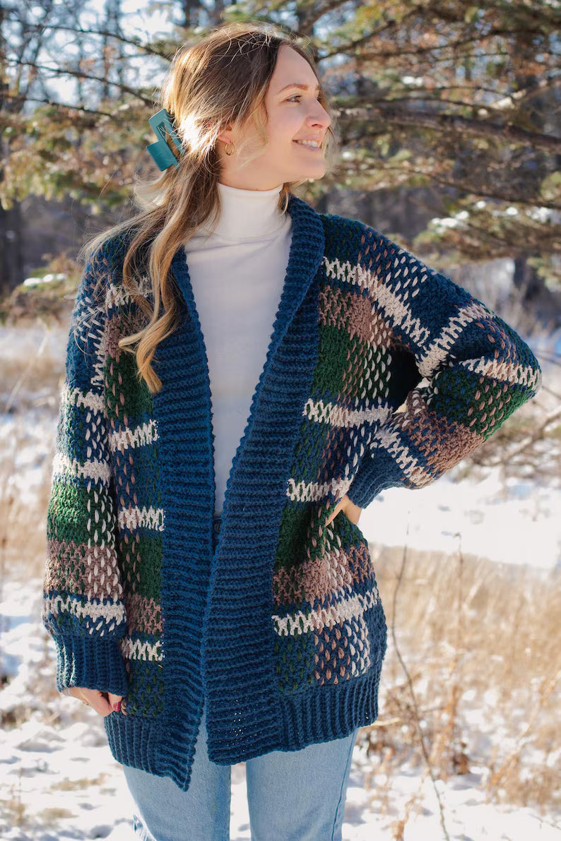 Plaid Cardigan Crochet Pattern