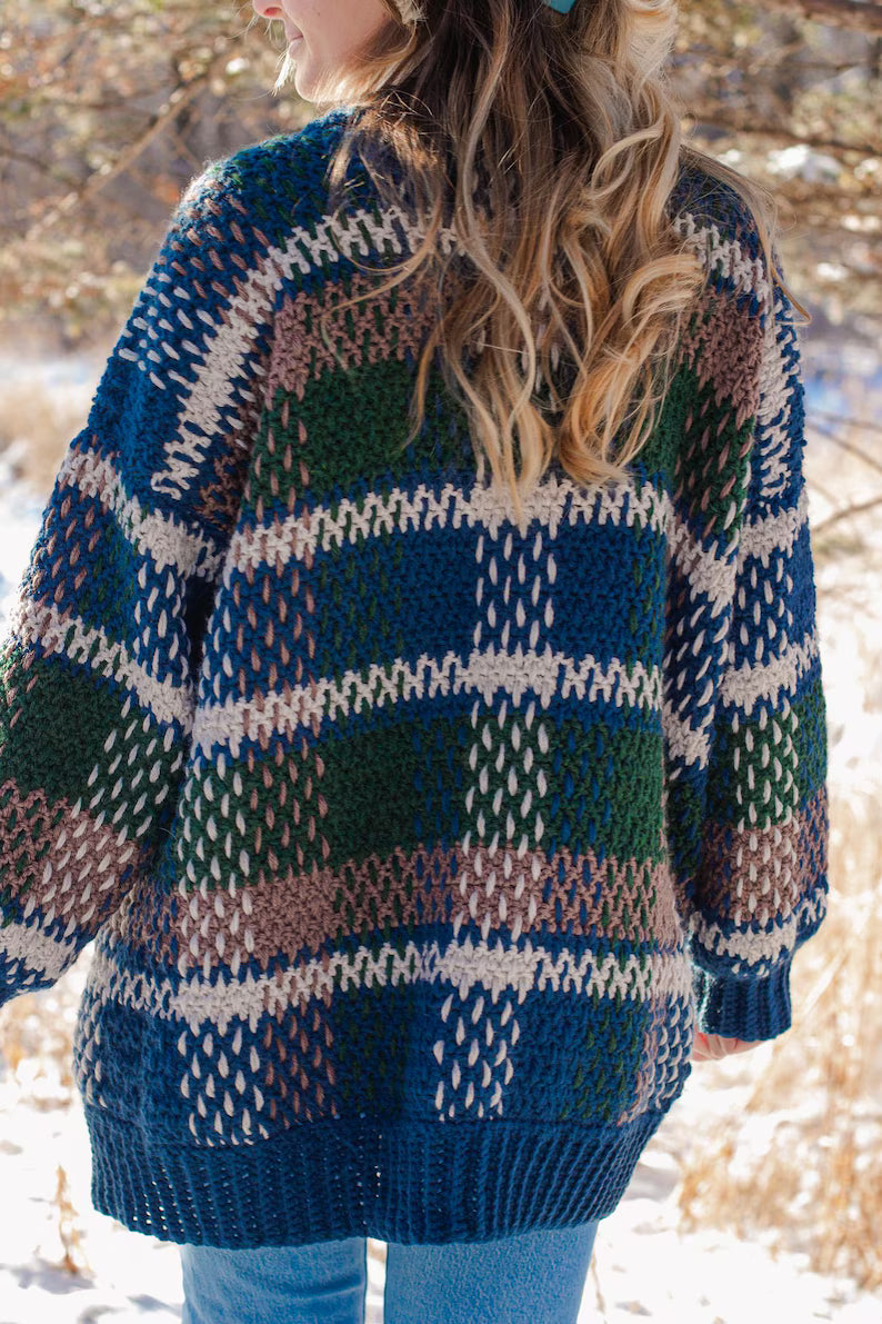 Plaid Cardigan Crochet Pattern
