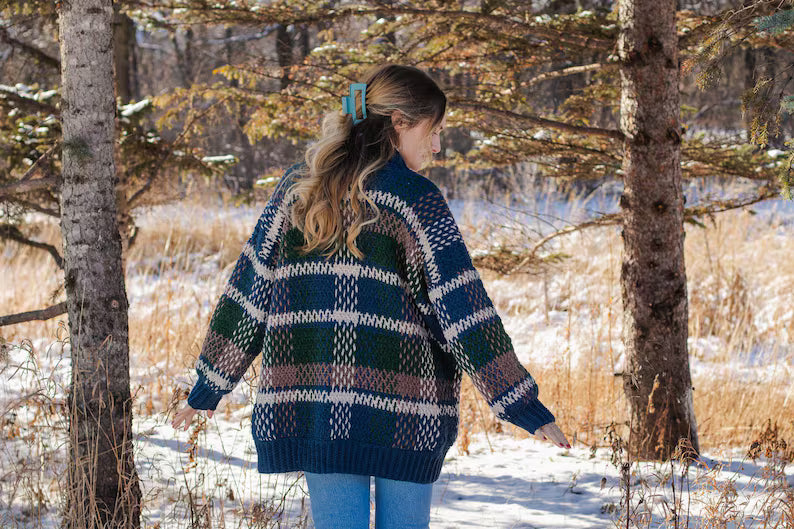 Plaid Cardigan Crochet Pattern