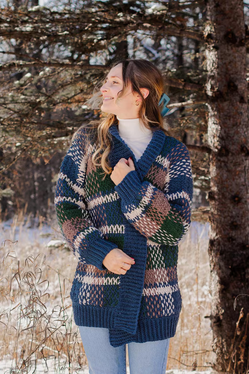 Plaid Cardigan Crochet Pattern