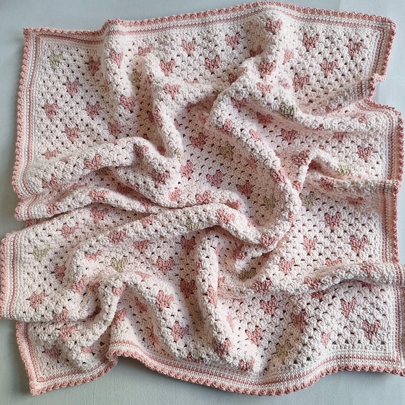 Heart Baby Blanket Crochet Pattern